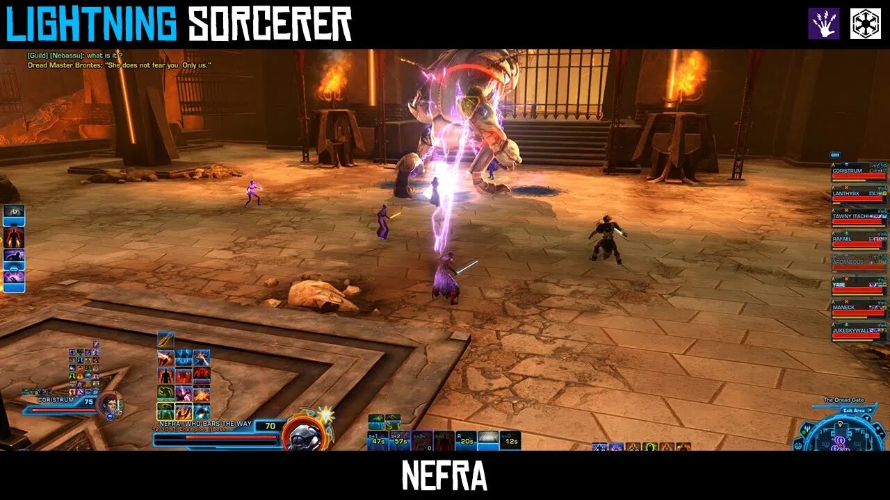 SWTOR Lightning Sorcerer Boss Fight | Dread Fortress - Nefra. Group Finder - 8 Players