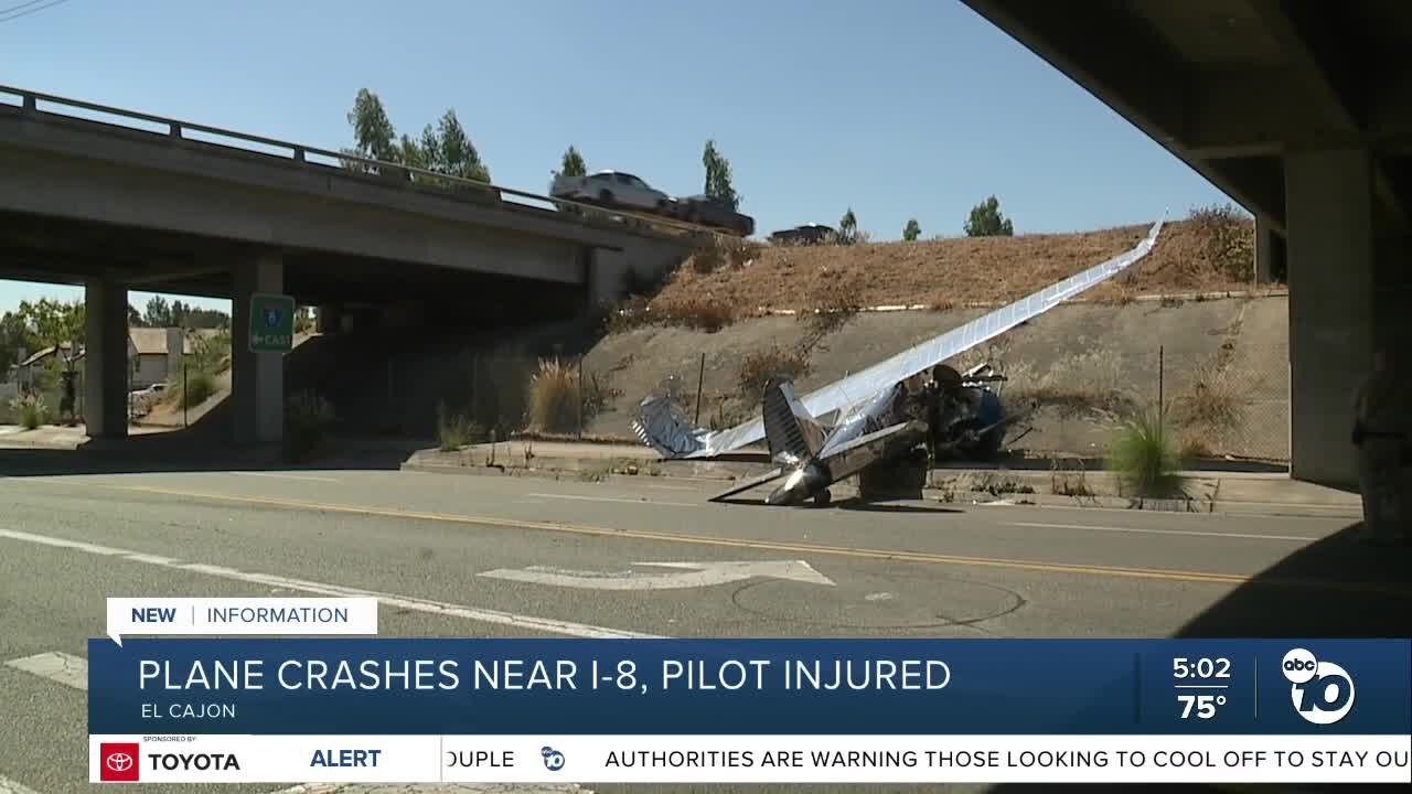 Small plane crashes in El Cajon, pilot injured