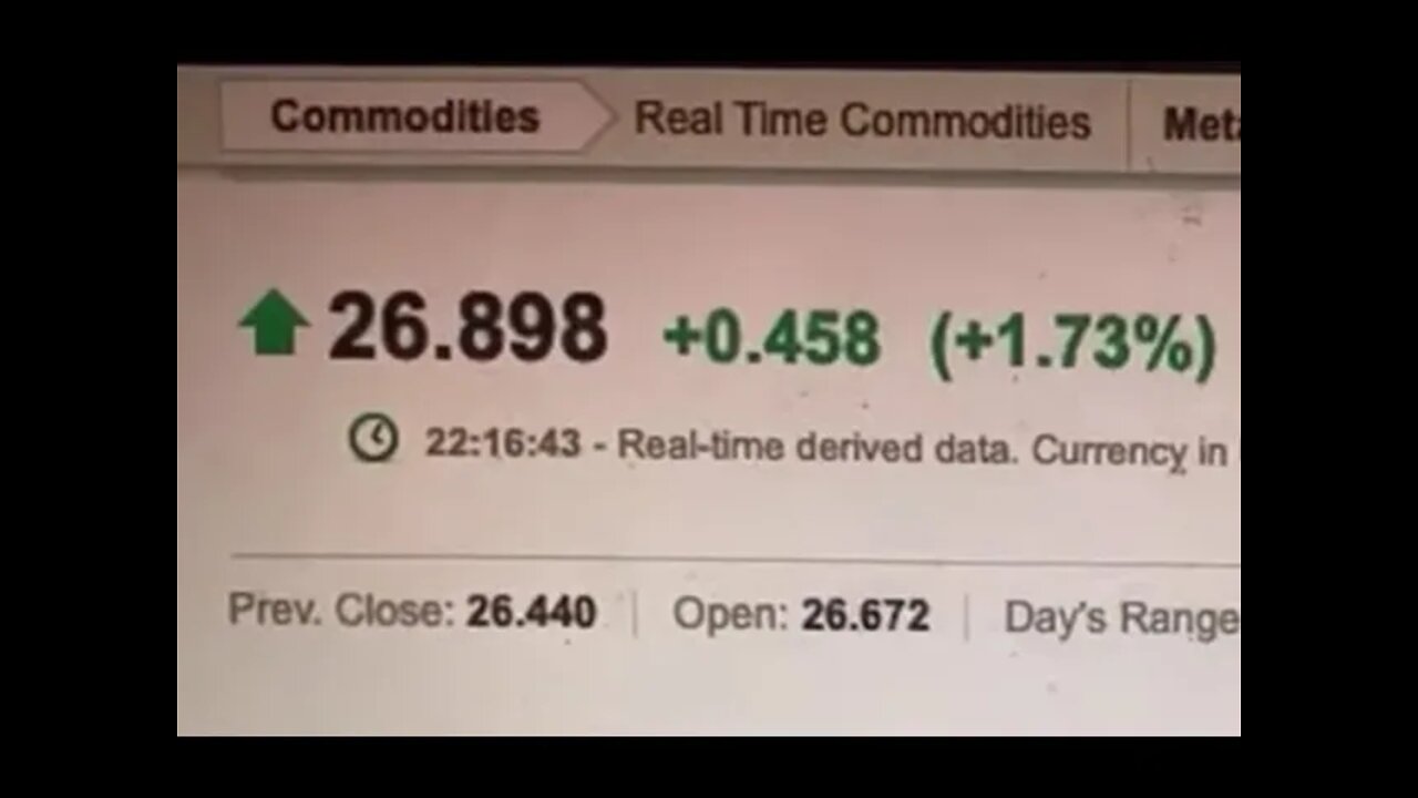 Silver up 46 cents (1.73%) on Sunday night open