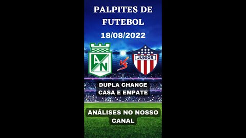 PALPITES DE FUTEBOL PARA O DIA 18-08-2022 (QUINTA) PALPITES DE FUTEBOL PARA HOJE #SHORTS