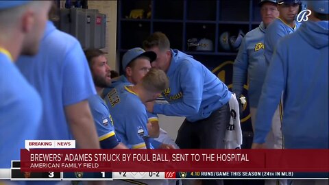 Willy Adames leaves game after getting hit by foul ball