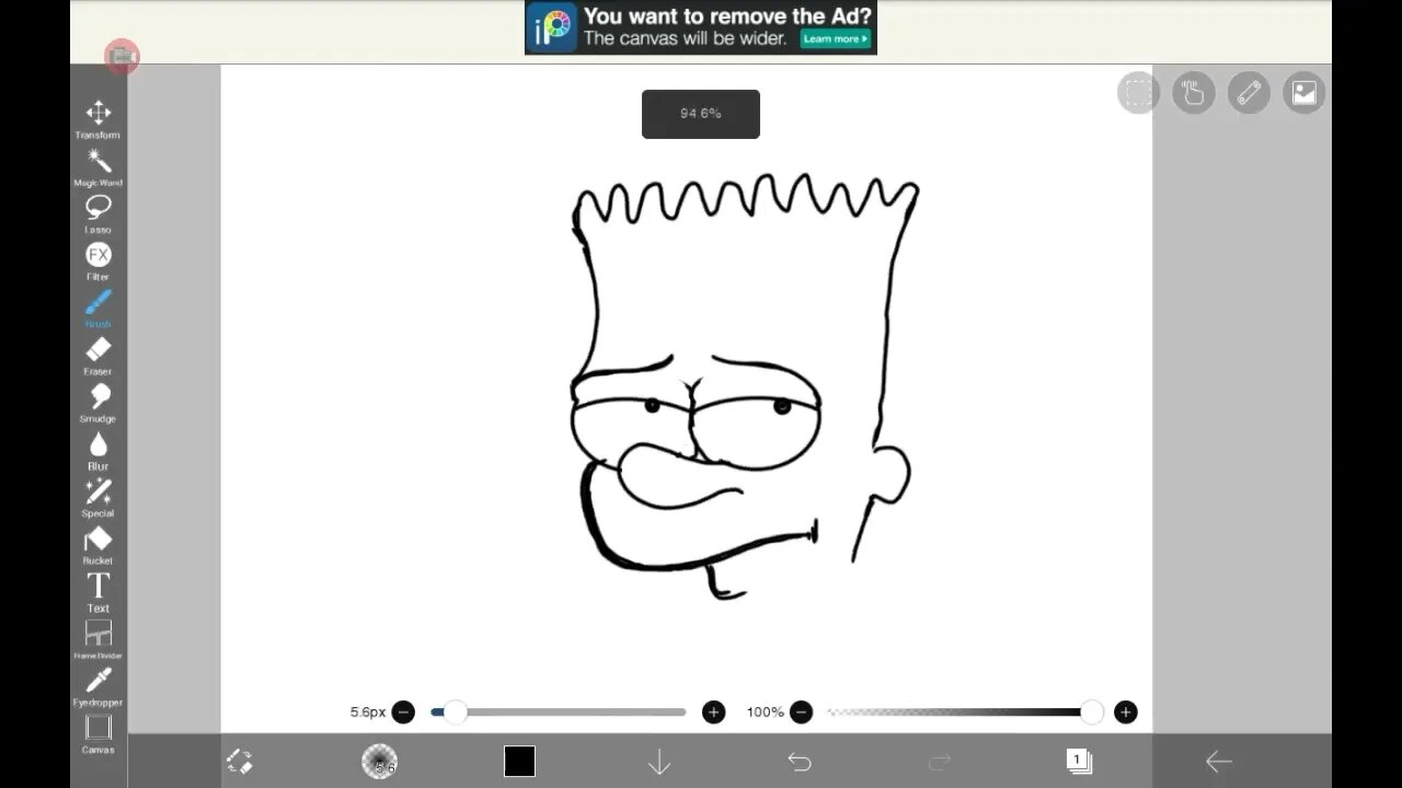 BART SIMPSON DRAWING ON TABLETTE NO STYLET