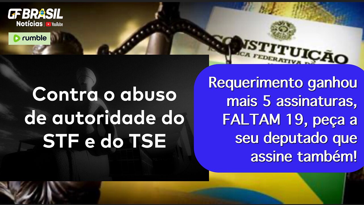 Requerimento ganhou mais 5 assinaturas, FALTAM 19, peça a seu deputado que assine também!