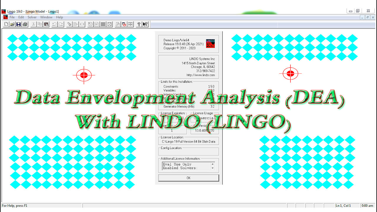 Data Envelopment Analysis (DEA) With LINDO (LINGO)