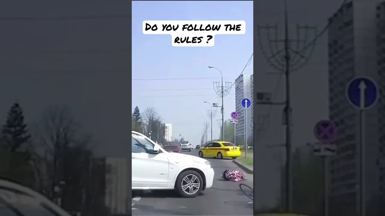 Bicycle runs a red light instant karma #bicycle #karma #fail