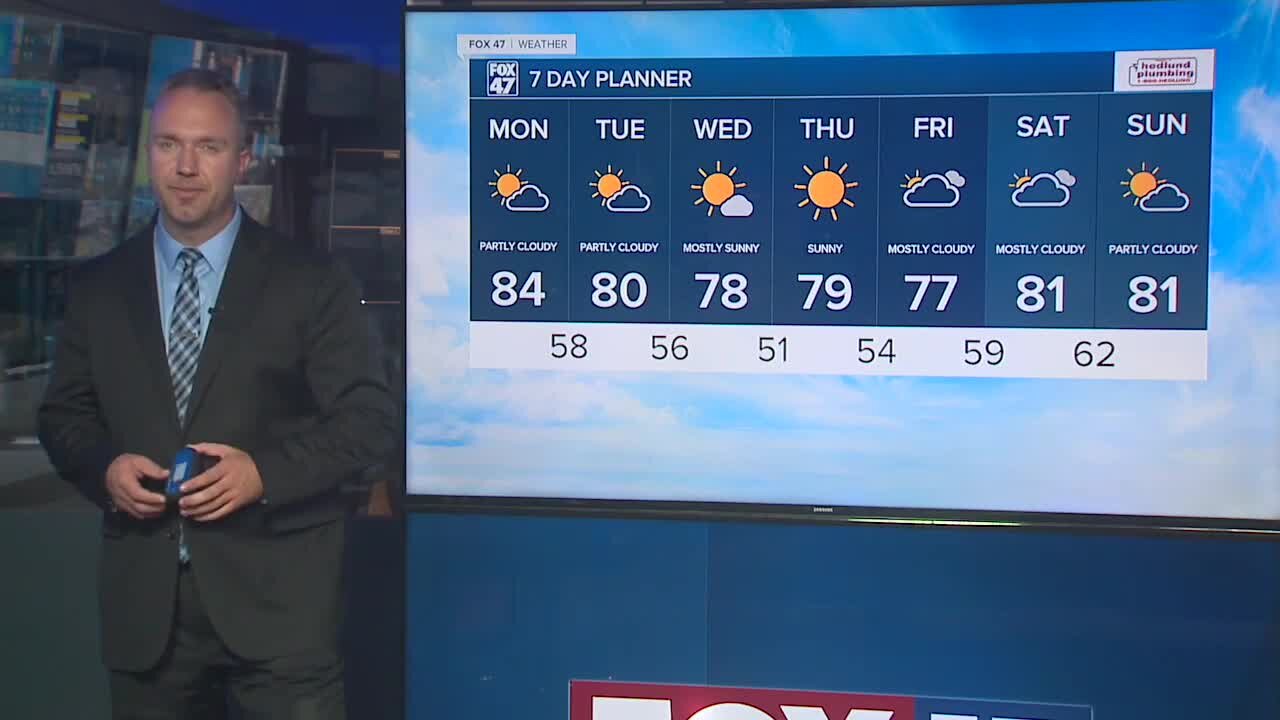 Forecast - Becoming partly cloudy and gradually less humid with highs in the low 80s.