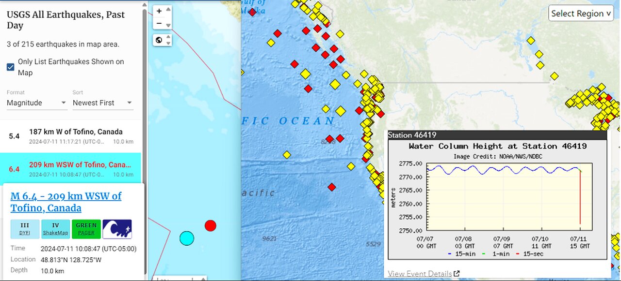 3 BUOYS-EVENT MODE AFTER 6.4 QUAKE HITS OFF WASHINGTON/VANCOUVER COAST*RUSSIA VOWS MILITARY ACTION*