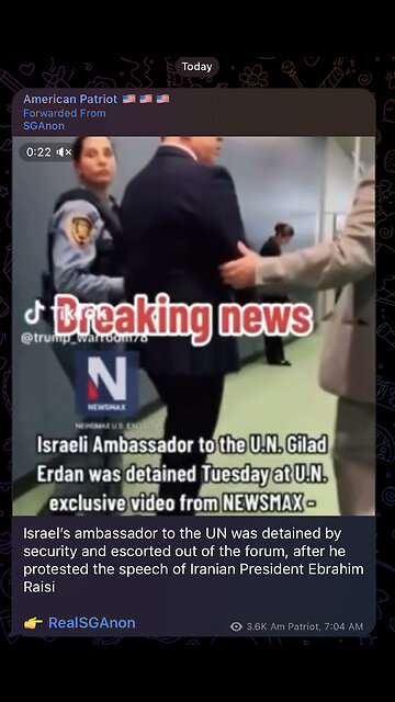 Israel’s ambassador to the UN was detained by security and escorted out of the forum
