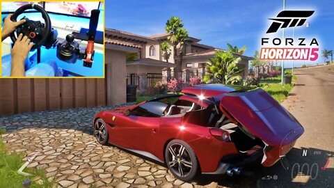 FORZA HORIZON 5 - FERRARI PORTOFINO CONVERTIBLE (Steering Wheel + Shifter) GAMEPLAY 4k