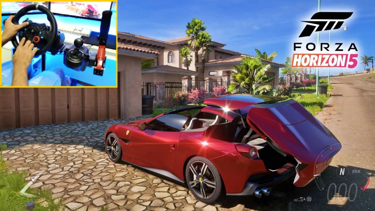 FORZA HORIZON 5 - FERRARI PORTOFINO CONVERTIBLE (Steering Wheel + Shifter) GAMEPLAY 4k