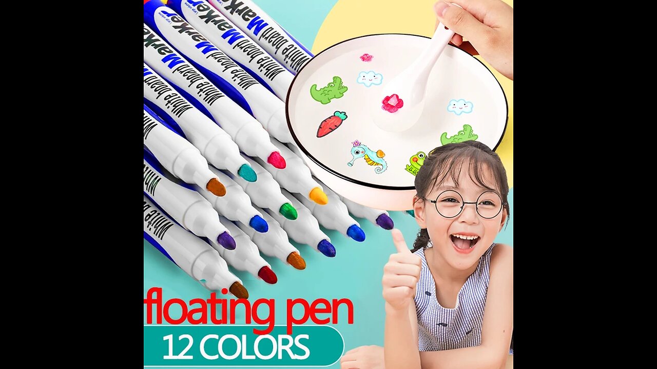 8/12 Colors Magical Water Floating Student Painting Brush Whiteboard Markers Pen