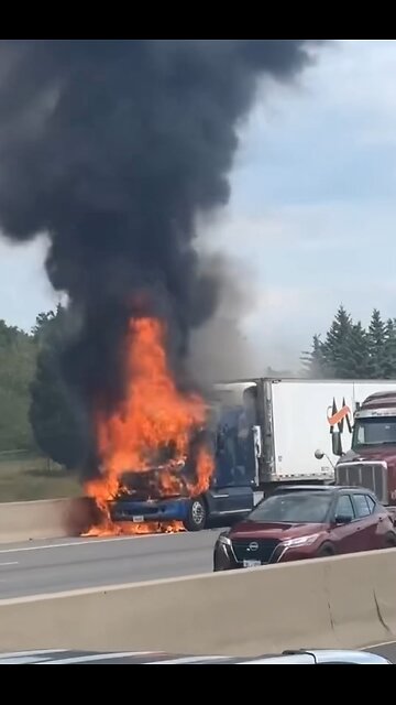 Transport Truck On Fire In Toronto
