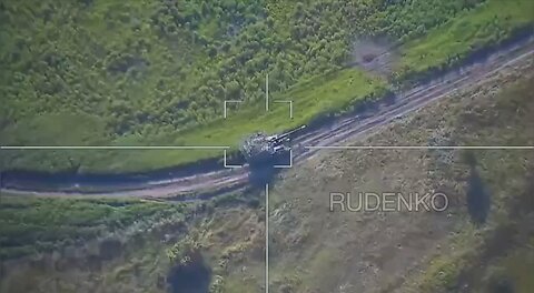 Lancet suicide drone hitting a self propelled howitzer of the Armed Forces of Ukraine