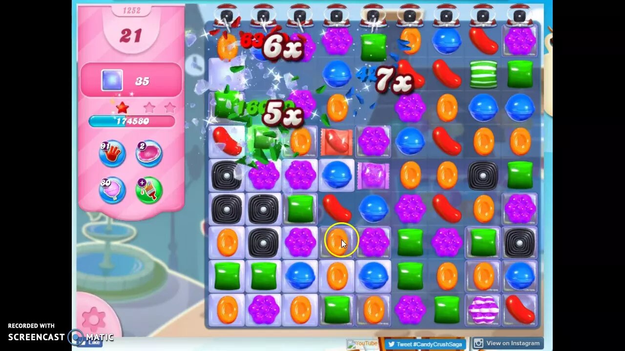 Candy Crush Level 1252 Audio Talkthrough, 2 Stars 0 Boosters