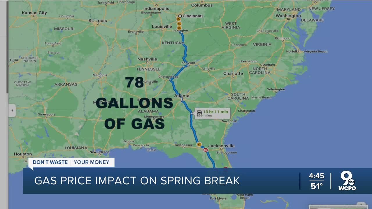 Your spring break road trip just got more expensive, thanks to soaring gas prices