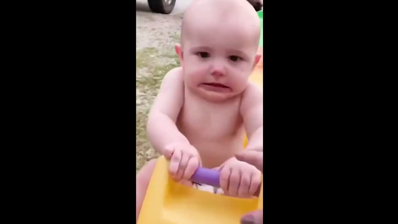 Watch Baby's Scared Reaction Down The Slide - Funny Baby Short