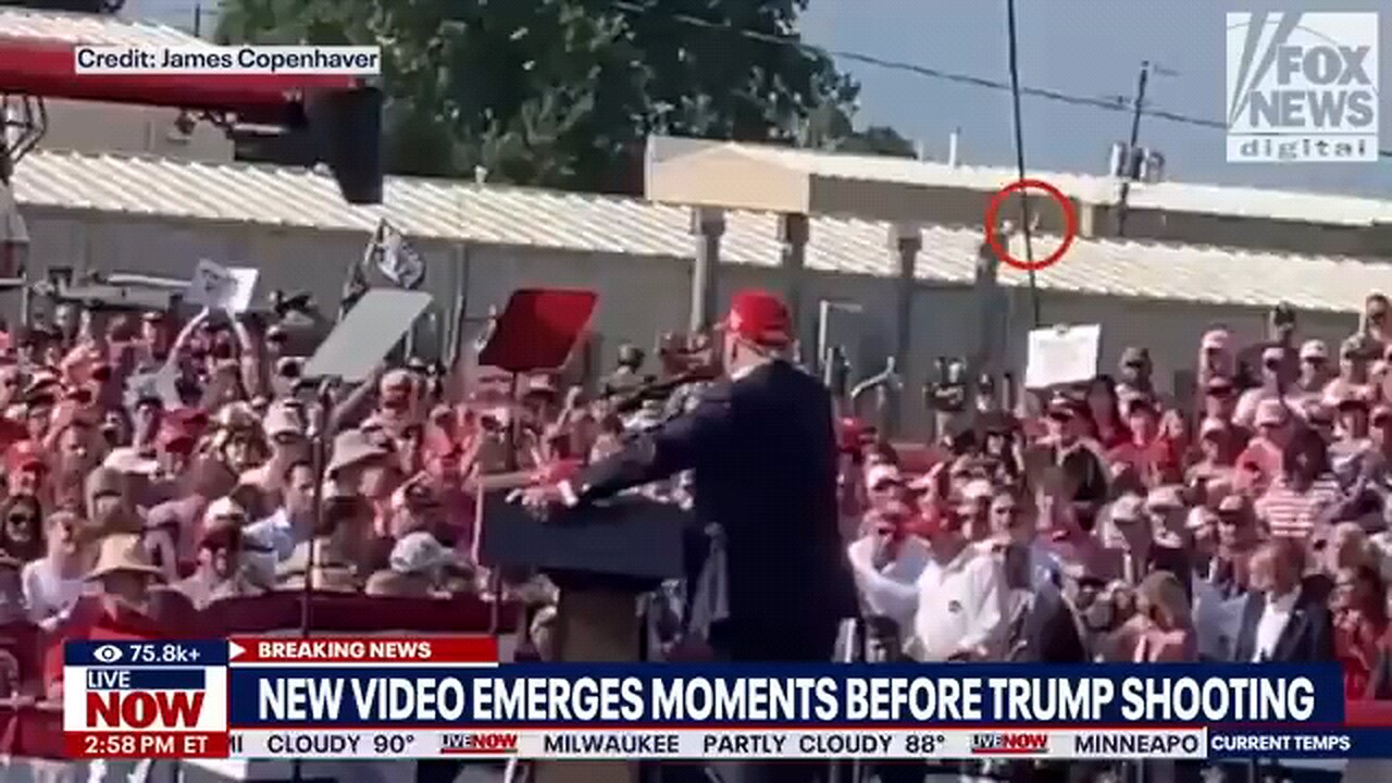New video:pov of alleged Trump Rally shooter moving across roof from stage