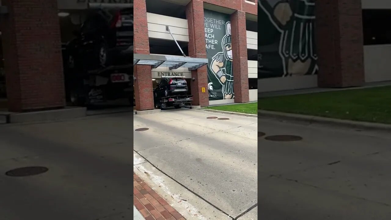 Tow Truck Scrapes Car in Parking Garage! #MegaFails #Shorts