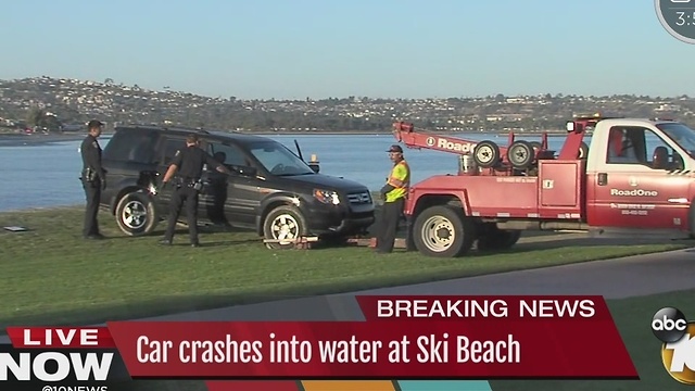 Vehicle in water at Mission Bay's Ski Beach