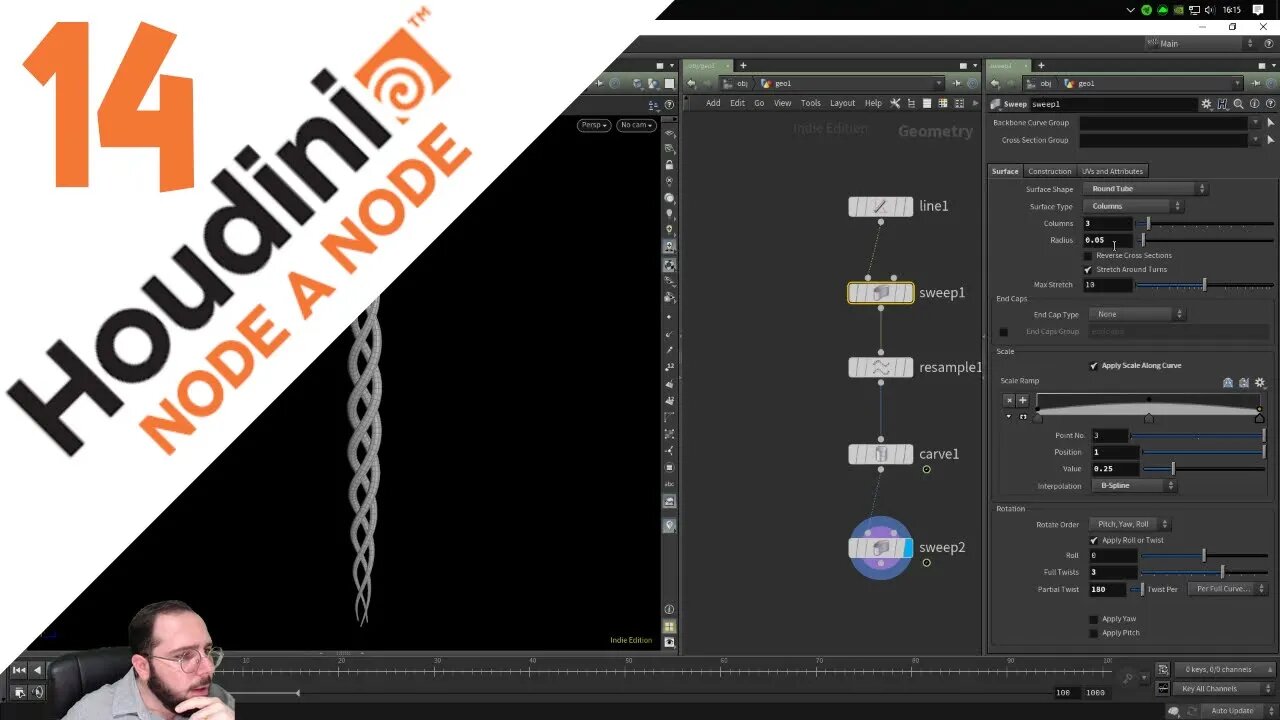 HOUDINI NODE A NODE - AULA 14: CURVE/CARVE/SWEEP/POLY FILL - Tutorial Houdini em Português