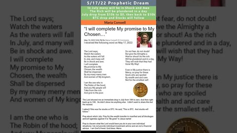 BTC Flash Crash prophetic dream - Maria Conwell 5/17/22