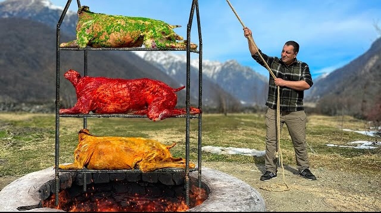 3 Whole Whole Sheep Fried In A Tandoor! 3 Bright Flavors With A Crust