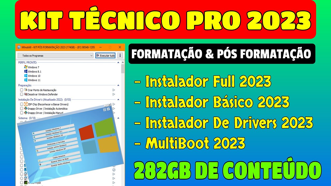 KIT TÉCNICO PRO 2023 / PACK DE PROGRAMAS PÓS FORMATAÇÃO / 282GB DE CONTEÚDO + MEGA AIO 2023 41 EM 1!