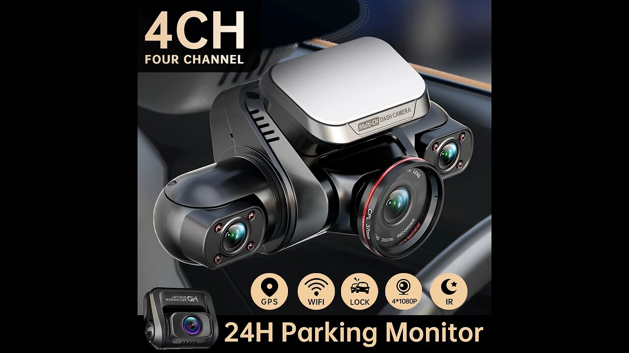 360 Dash Cam M8S 4CH HD 4*1080P for Car