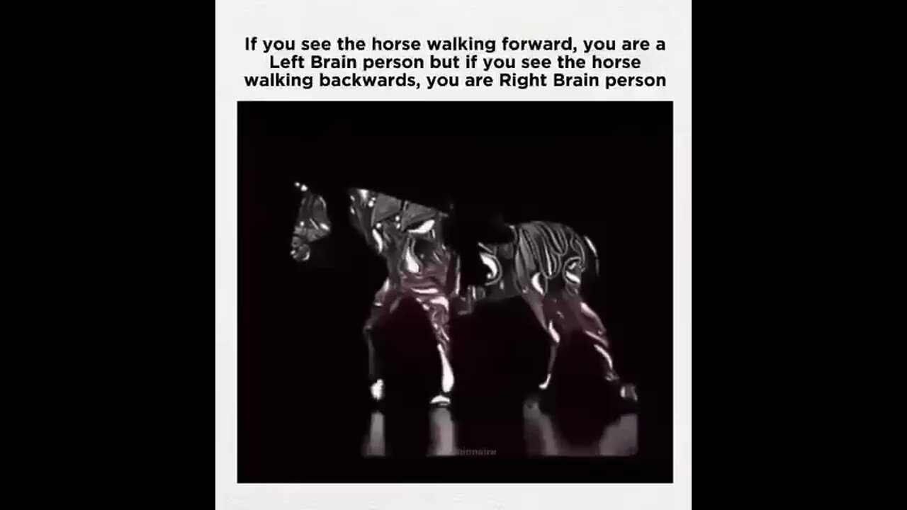 Which way do you see the horse walking?