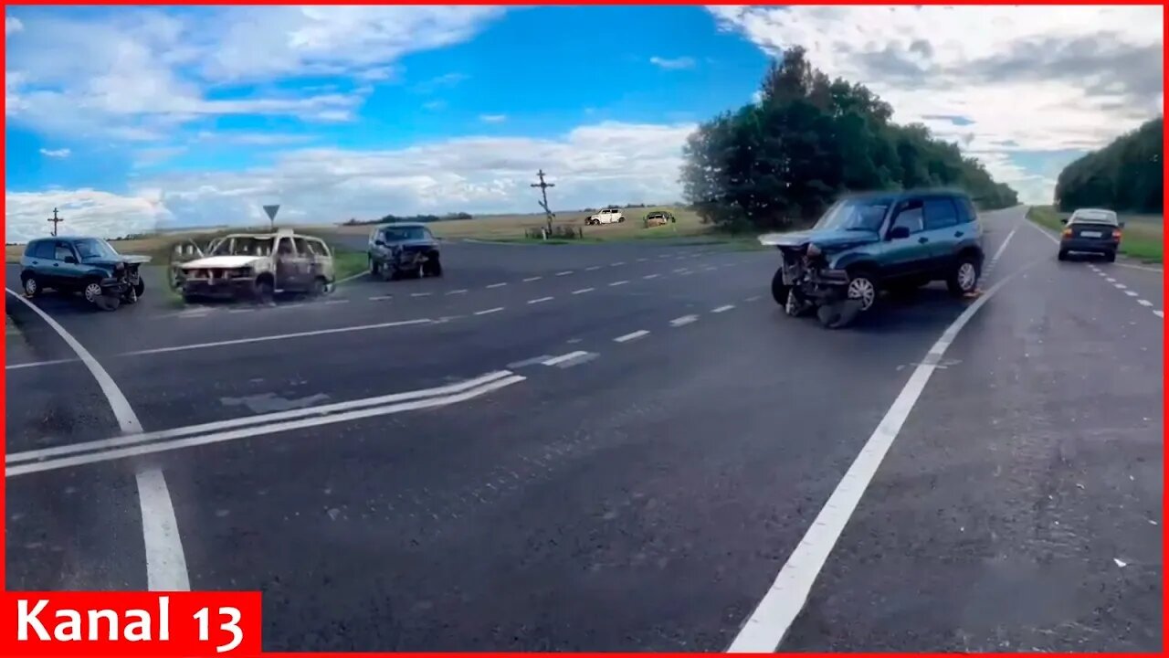 Large number of passenger cars destroyed during Ukrainian troops’ incursion into Kursk - Footage