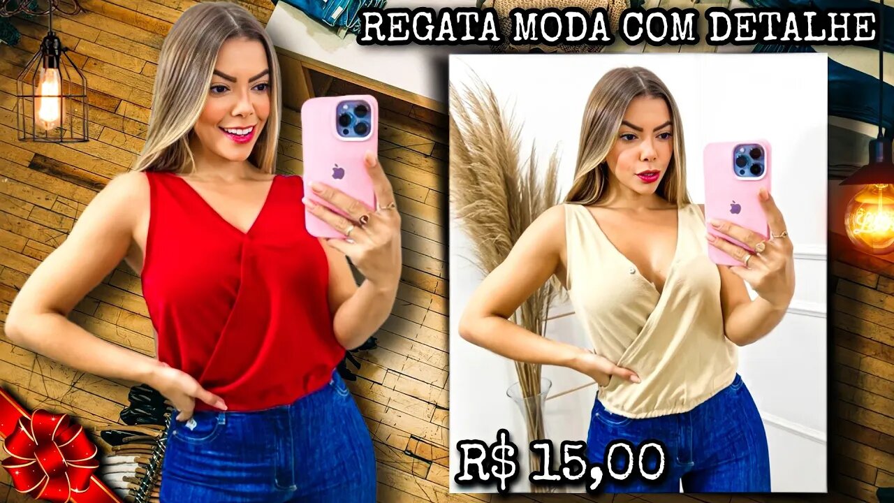 Regata Com Detalhe De Pinça Na Frente Feminina 2022/@shopee