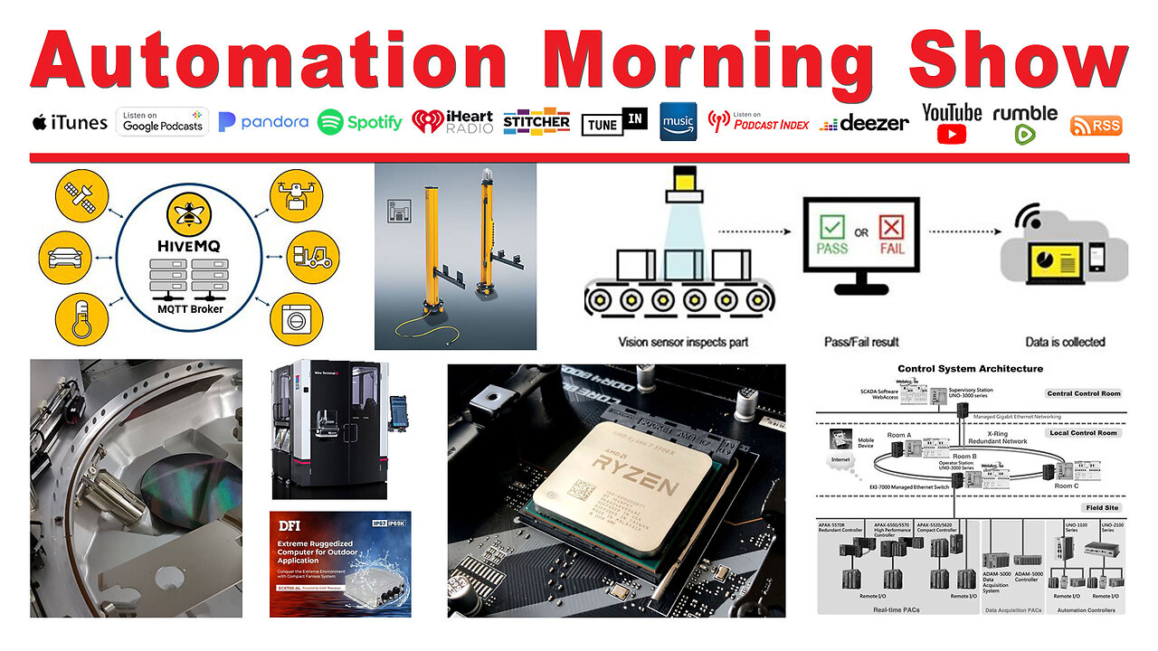 MQTT, IP69K IPCs, Light Curtains, Vision Sensors, PLCs vs PACs & more on the Automation Morning Show