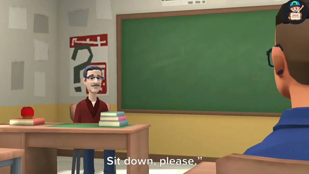 Teacher and student conversation / English conversation in classroom / English cartoon video