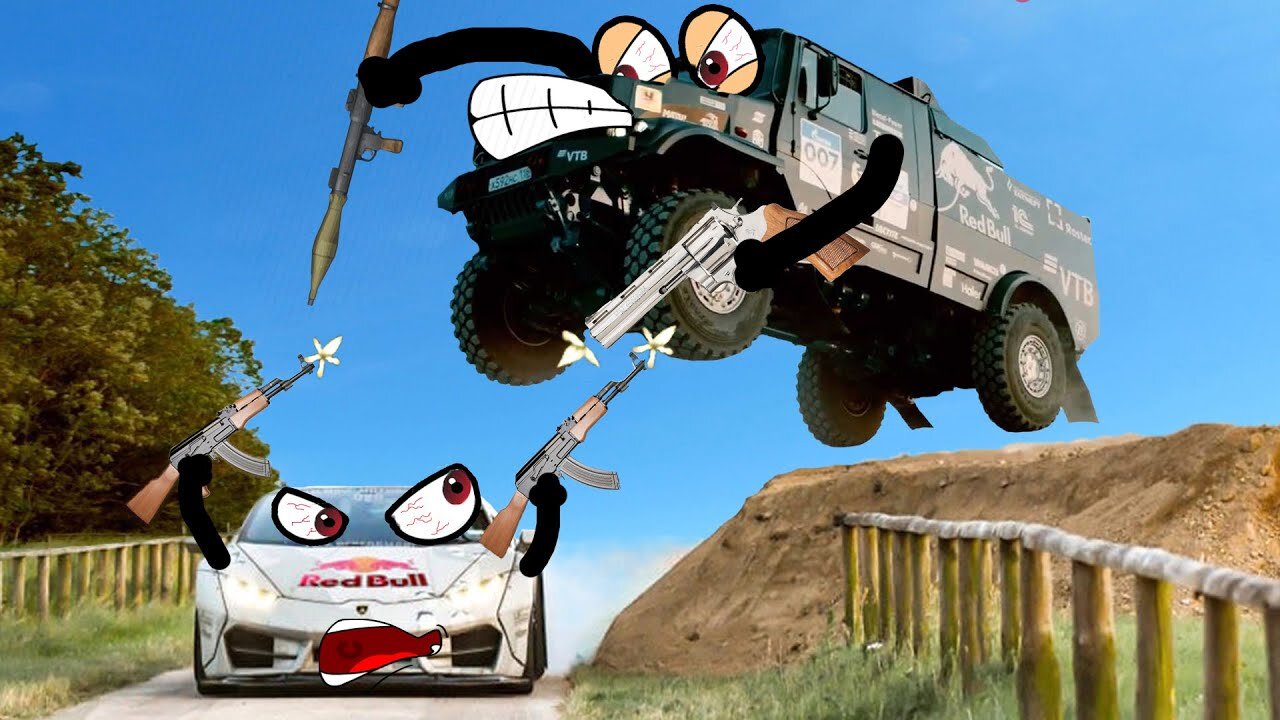 Car Chase | Drifting Lamborghini In Front Of Kamaz Truck | Lucky Doodles