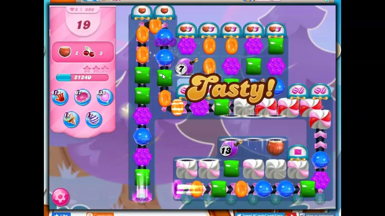 Candy Crush Level 690 Talkthrough, 29 Moves 0 Boosters