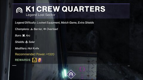Destiny 2 Legend Lost Sector: The Moon - K1 Crew Quarters 11-15-21