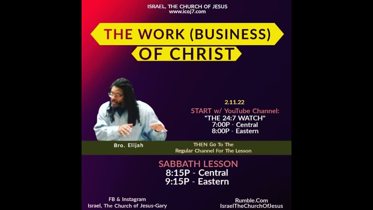 THE WORK (BUSINESS) OF CHRIST