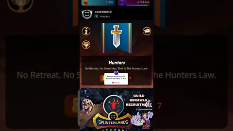 Splinterlands Guild 🗡 Hunters | Games World #shorts