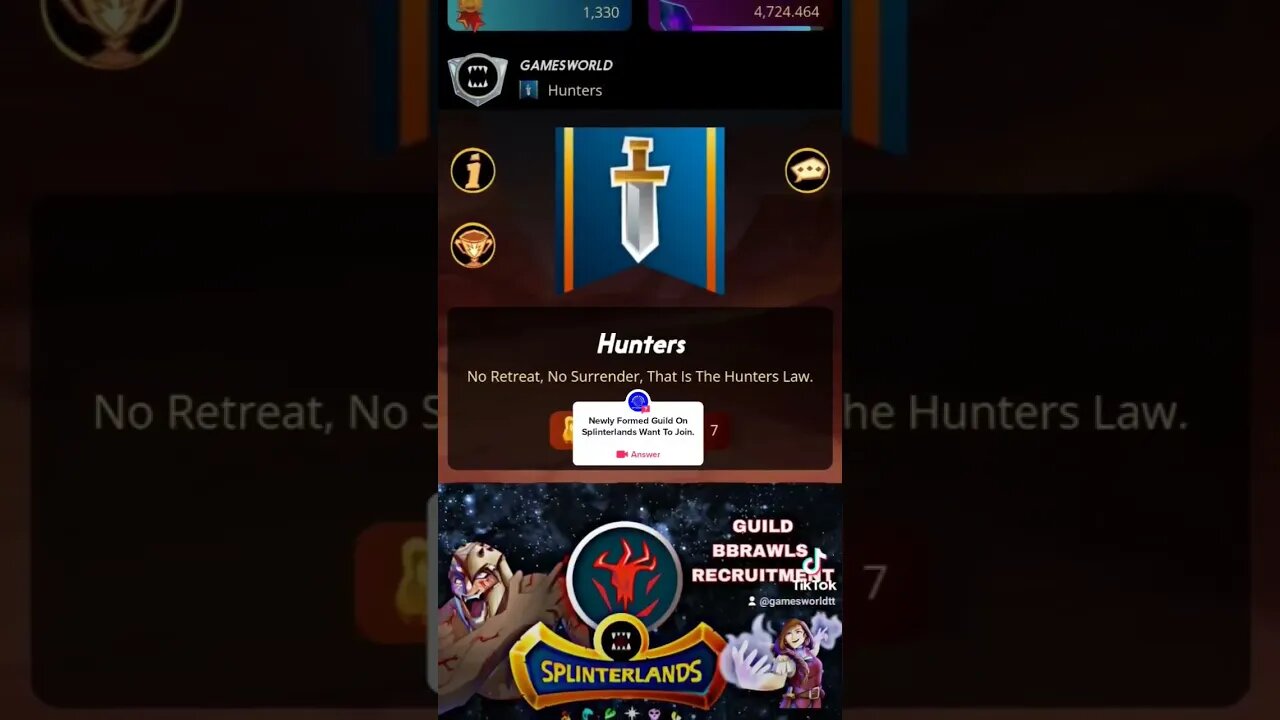 Splinterlands Guild 🗡 Hunters | Games World #shorts