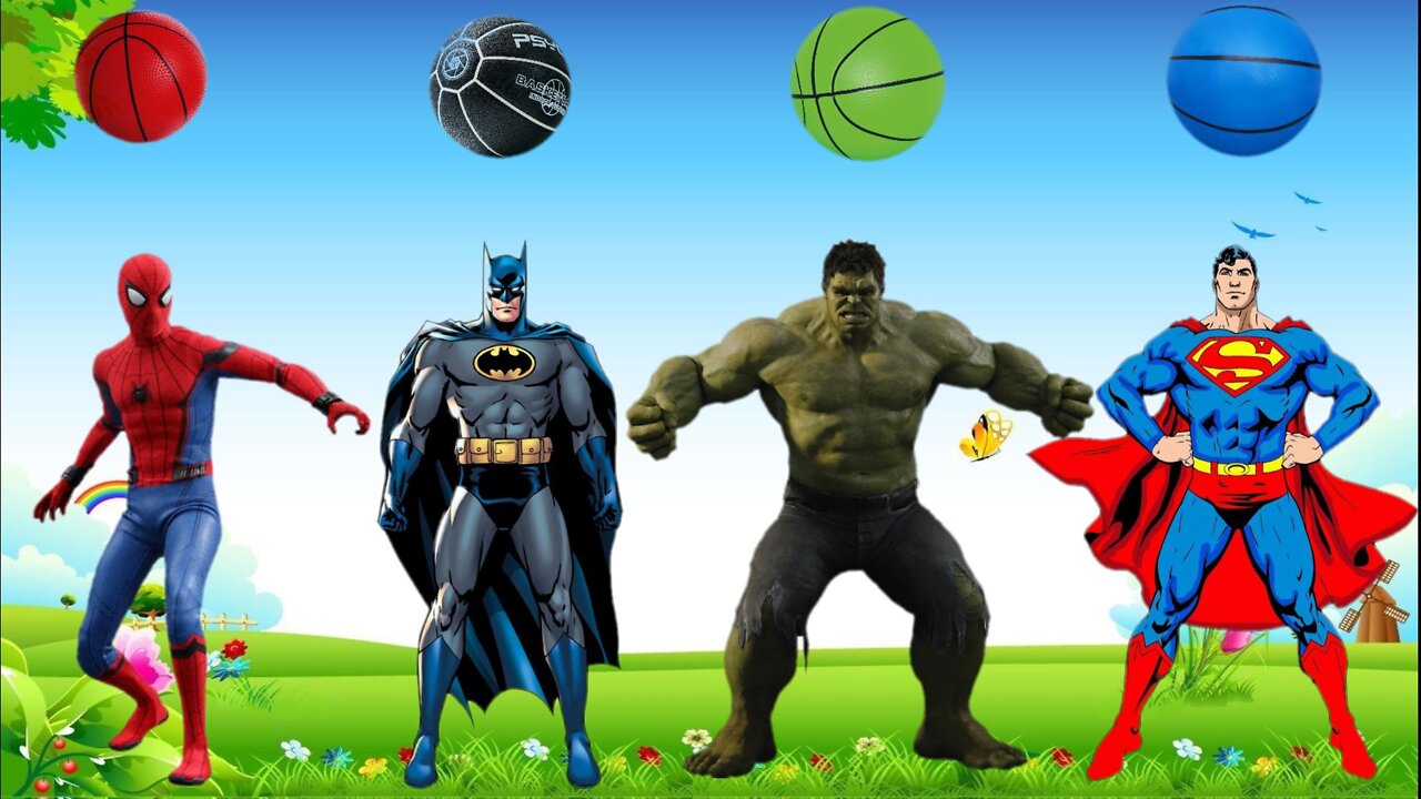 super heroes animation, super man batman, hulk, spider-man