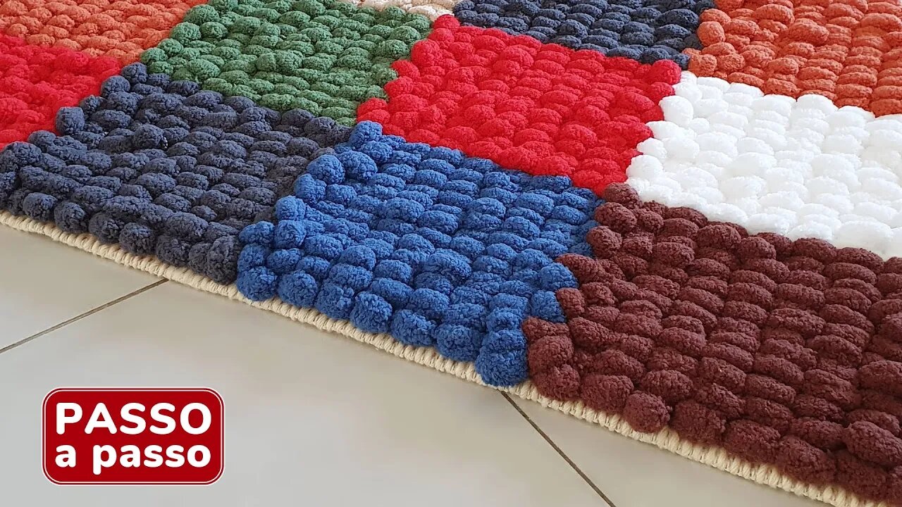 Tapete de crochê POMPOM FOFO | Rápido e fácil