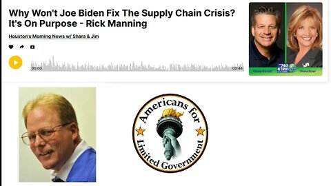 Why Won't Joe Biden Fix The Supply Chain Crisis? It's On Purpose: Rick Manning on KTRH