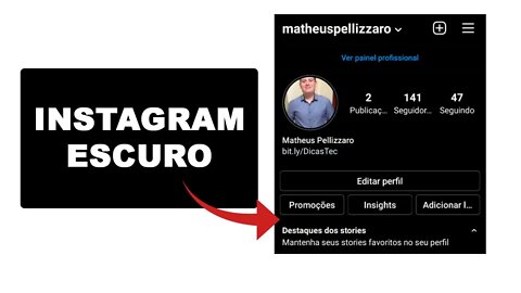 Ativar tema escuro no Instagram
