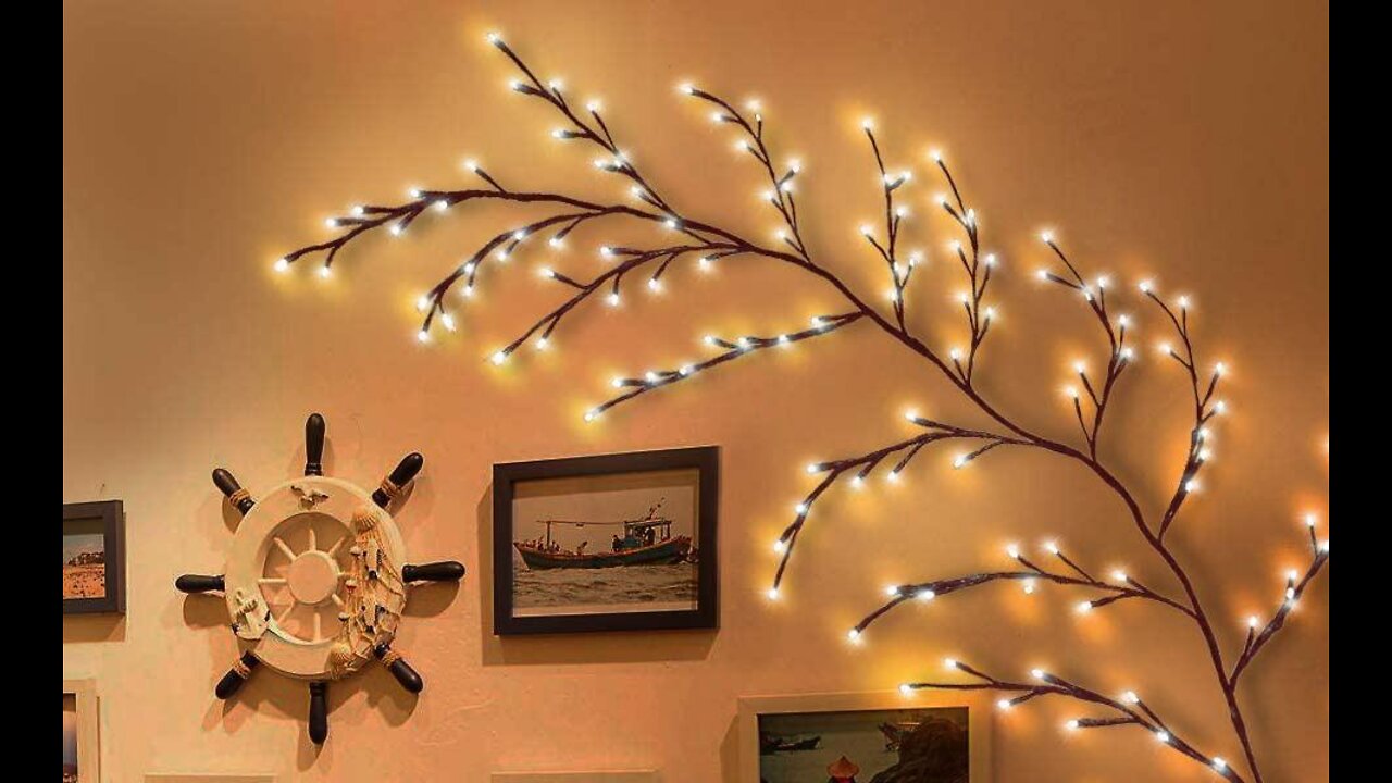 Goeswell Lighted Willow Vine Twig Branches Garland Wall Decor Birch Tree with Fairy Lights