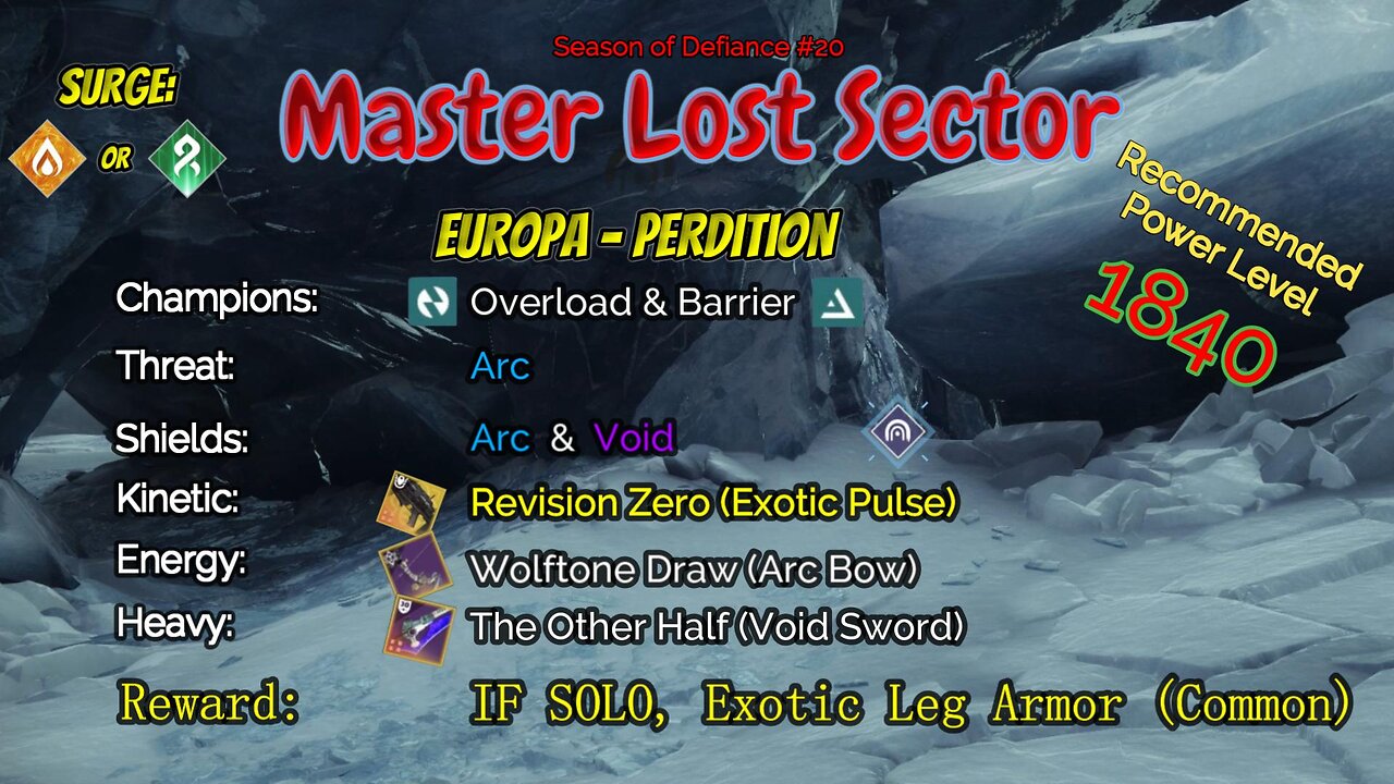 Destiny 2 Master Lost Sector: Europa - Perdition on my Hunter 4-10-23