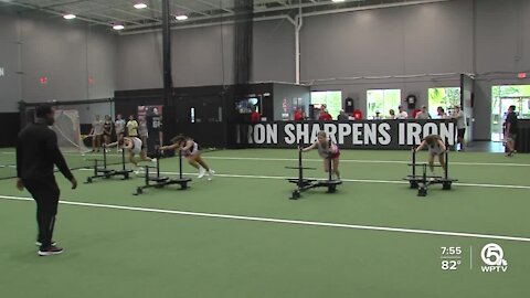 Lacrosse athletes training early and often