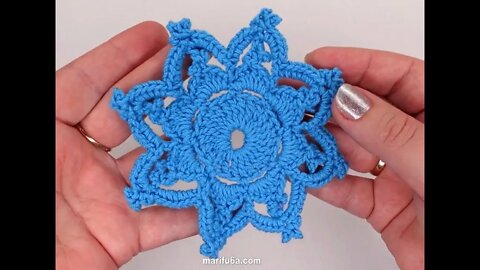 How to crochet simple star motif coaster tutorial by marifu6a