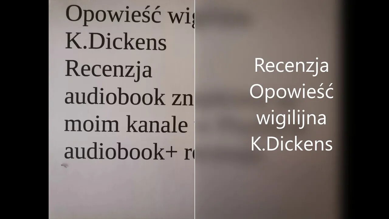 Recenzja-Opowieść wigilijna -K.Dickens audiobook znajdziesz na moim kanale