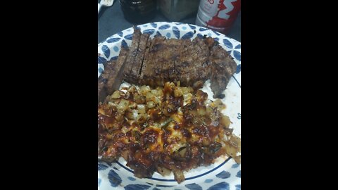 STEAK WITH CHEESEY JALAPEÑO POTATOES