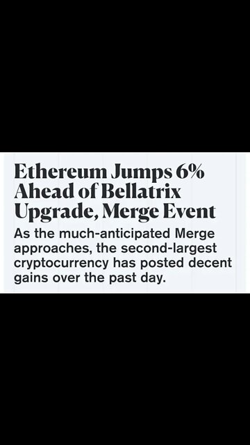 Ethereum Jumps 6% Ahead of Bellatrix Upgrade Merge Event #cryptomash #ethereum #eth #viral #trending